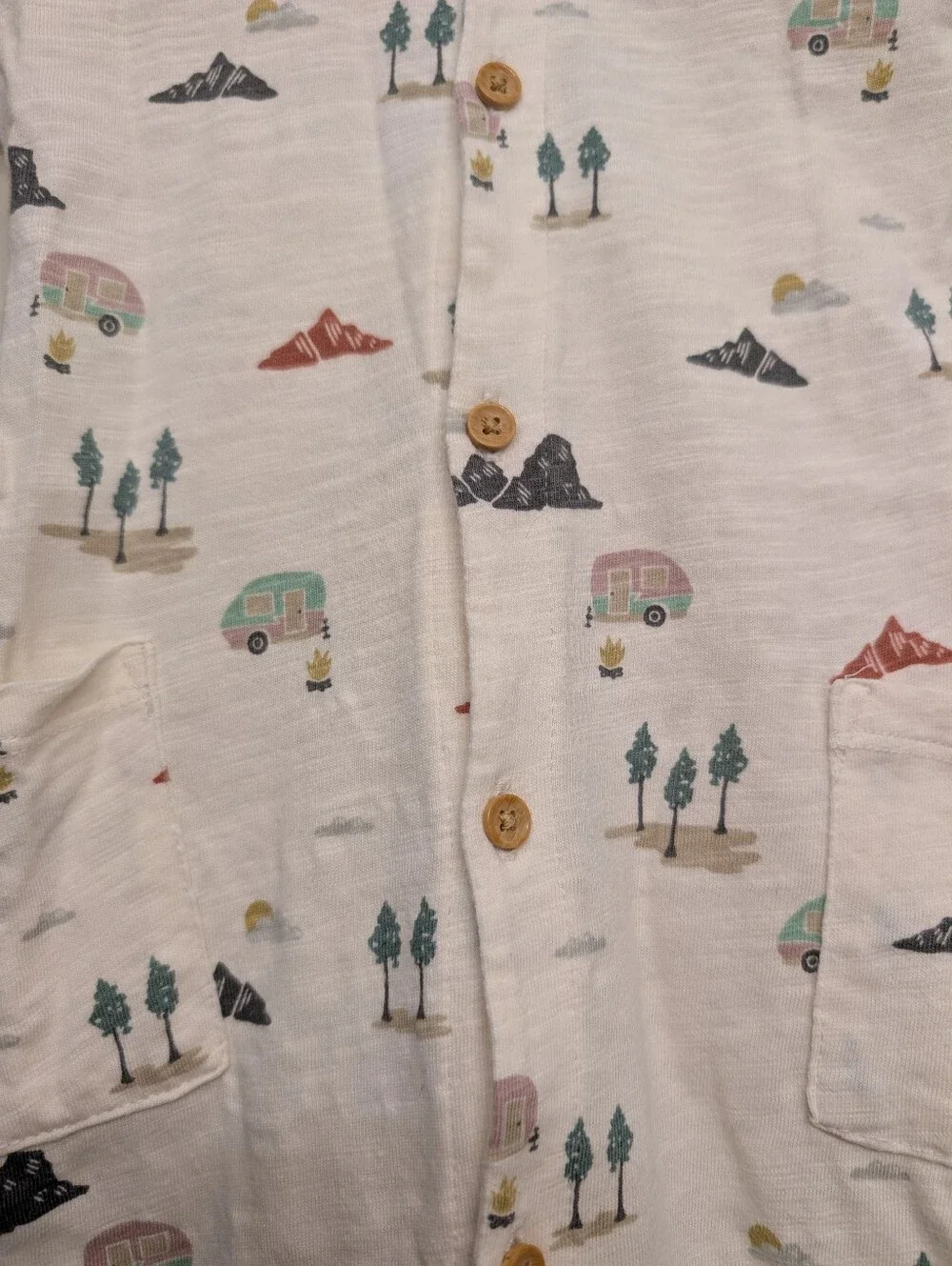 LC Little Co Cream Scenic Print Baby One-Piece Romper